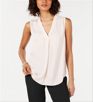 Alfani Women's Satin Ruched Shell Top Pink Size Large