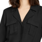 INC International Concepts Women's  Tie-Front Shirt Black Size Large