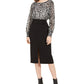 Alfani Women's Zebra Print Long Sleeve Jewel Neck Top  Black  Size XX-Large