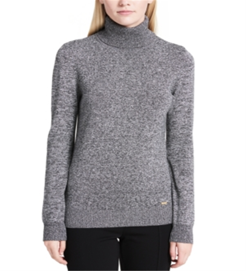 Calvin Klein Women's Long Sleeve Turtle Neck Sweater Gray Size X-Large