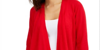 Alfani Women's Draped Open Front Cardigan Red Size X-Large