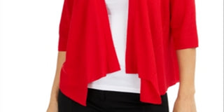 Alfani Women's Draped Open Front Cardigan Red Size X-Large