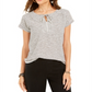 Style & Co Women's Striped Tie Neck Top Gray Size XX-Large
