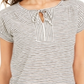 Style & Co Women's Striped Tie Neck Top Gray Size XX-Large