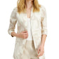 Alfani Women's Floral Print 3/4 Sleeve Blazer Beige Size Large