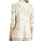 Alfani Women's Floral Print 3/4 Sleeve Blazer Beige Size Large