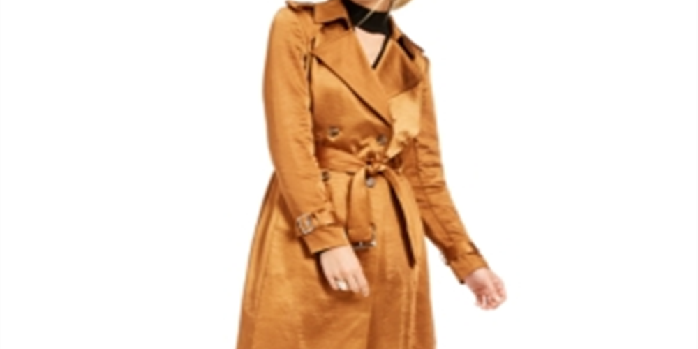 INC International Concepts Women's Metallic Trench Coat Brown Size XX-Large