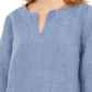 Charter Club Women's Frayed Hem Linen Top Blue Size Small