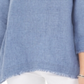 Charter Club Women's Frayed Hem Linen Top Blue Size Small