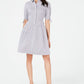 Maison Jules Women's Striped Fit & Flare Shirtdress Blue Size 14