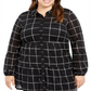 Style & Co Women's Plus Floral Print Tiered Blouse Black Size 0X