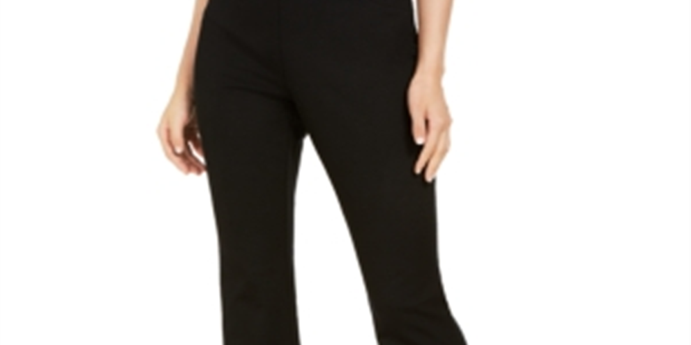INC International Concepts Women's Pocketed Boot Cut Pants Black Size 12