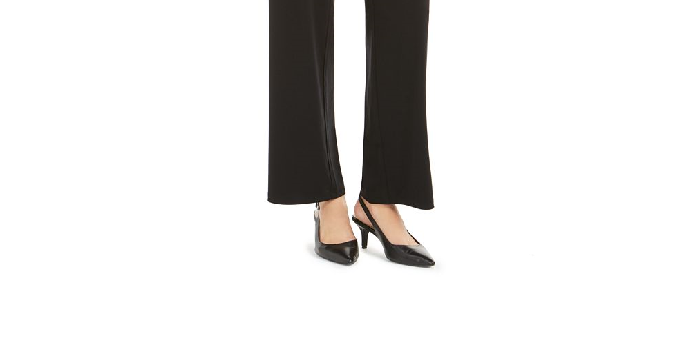 Alfani Women's Stretch High Rise Wide Leg Pants Black Size Large