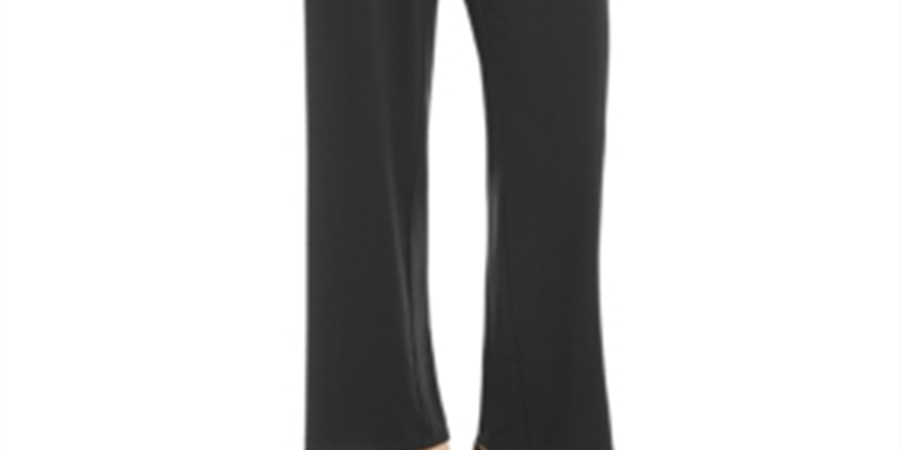 Alfani Women's Stretch High Rise Wide Leg Pants Black Size Large