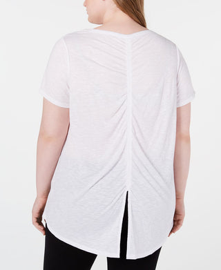 Seven7 Jeans Women's Trendy Plus Ruched Back Top White Size 1X