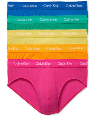 Calvin Klein Men's Pride 5 Pack Hip Briefs Pink Size L