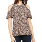INC International Concepts Women's Dalmation Printed Cold Shoulder Blouse Pink Size Small
