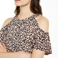 INC International Concepts Women's Dalmation Printed Cold Shoulder Blouse Pink Size Small