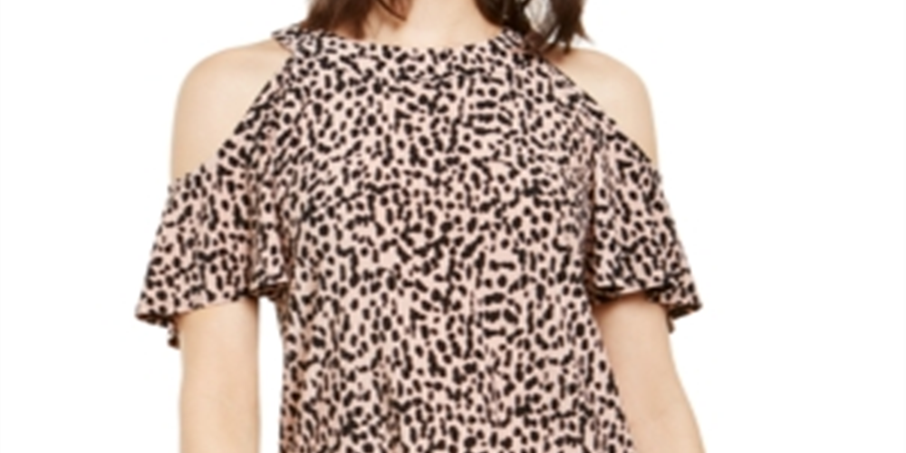 INC International Concepts Women's Dalmation Printed Cold Shoulder Blouse Pink Size Small
