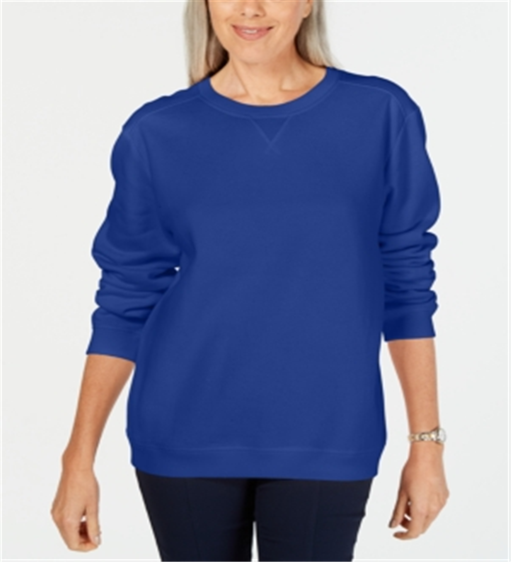 Karen Scott Women's Long Sleeve Crewneck Sweatshirt Blue Size XXL