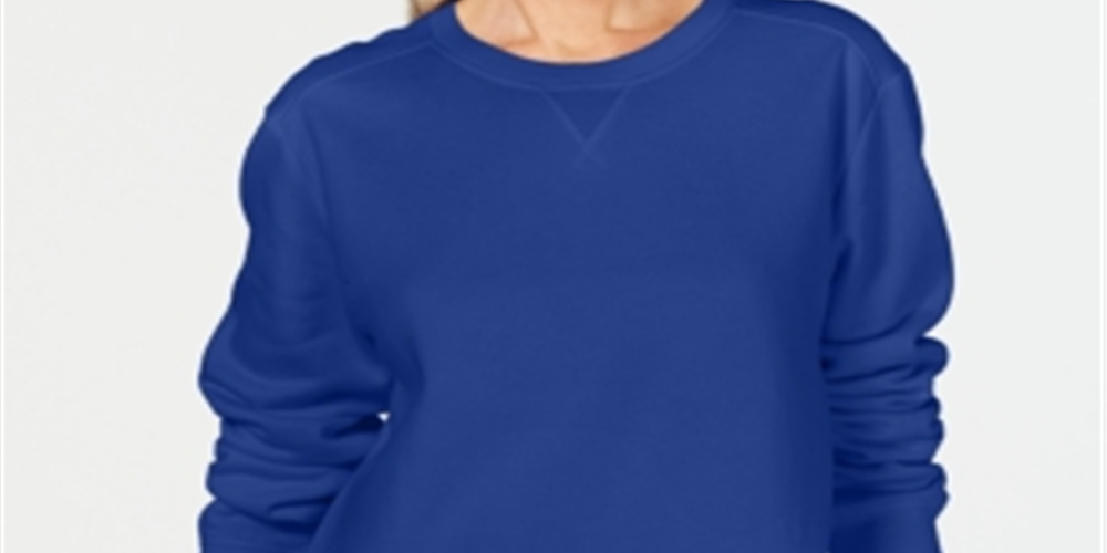 Karen Scott Women's Long Sleeve Crewneck Sweatshirt Blue Size XXL