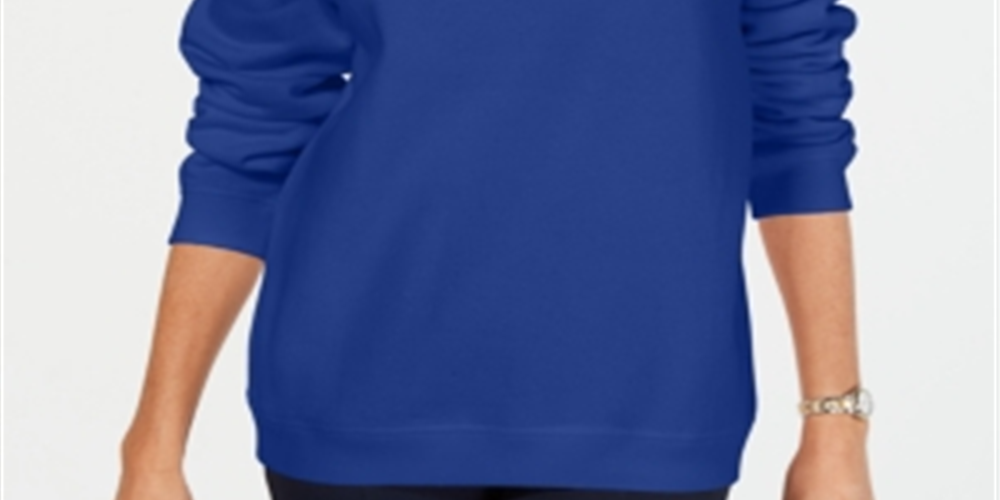 Karen Scott Women's Long Sleeve Crewneck Sweatshirt Blue Size XXL