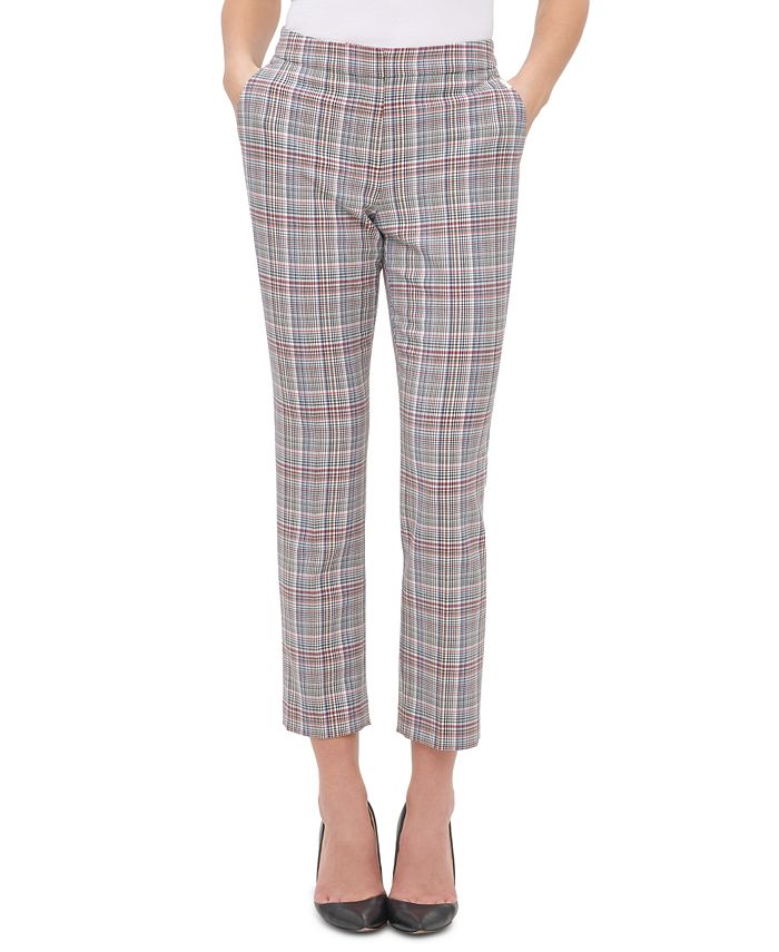 Tommy Hilfiger Women's Scarlet Glen Plaid Straight Leg Dress Pants Brown Size 14