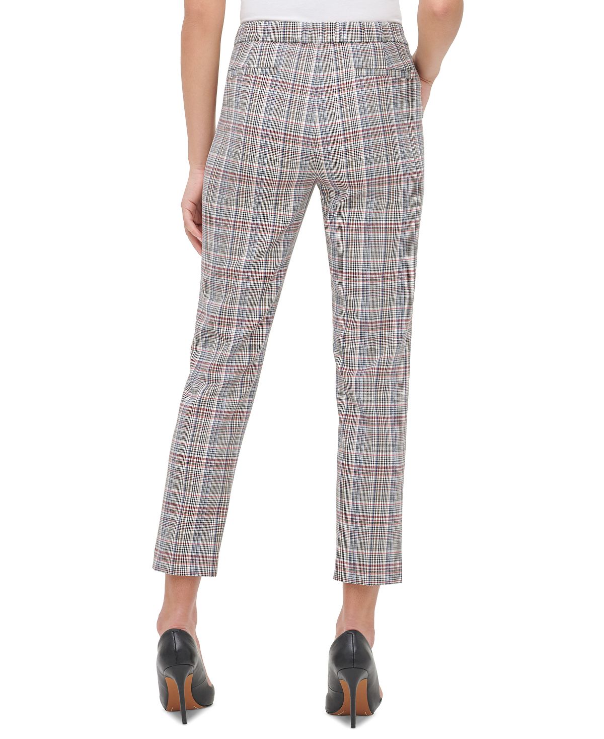 Tommy Hilfiger Women's Scarlet Glen Plaid Straight Leg Dress Pants Brown Size 14
