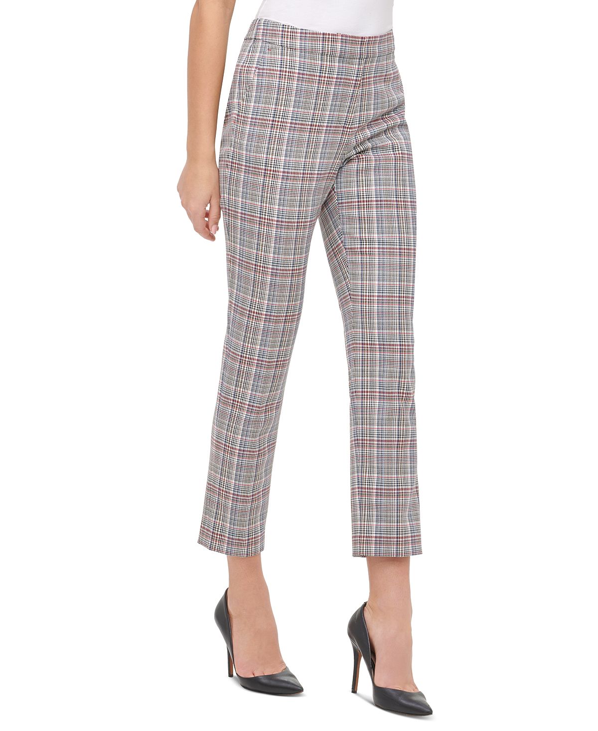 Tommy Hilfiger Women's Scarlet Glen Plaid Straight Leg Dress Pants Brown Size 14