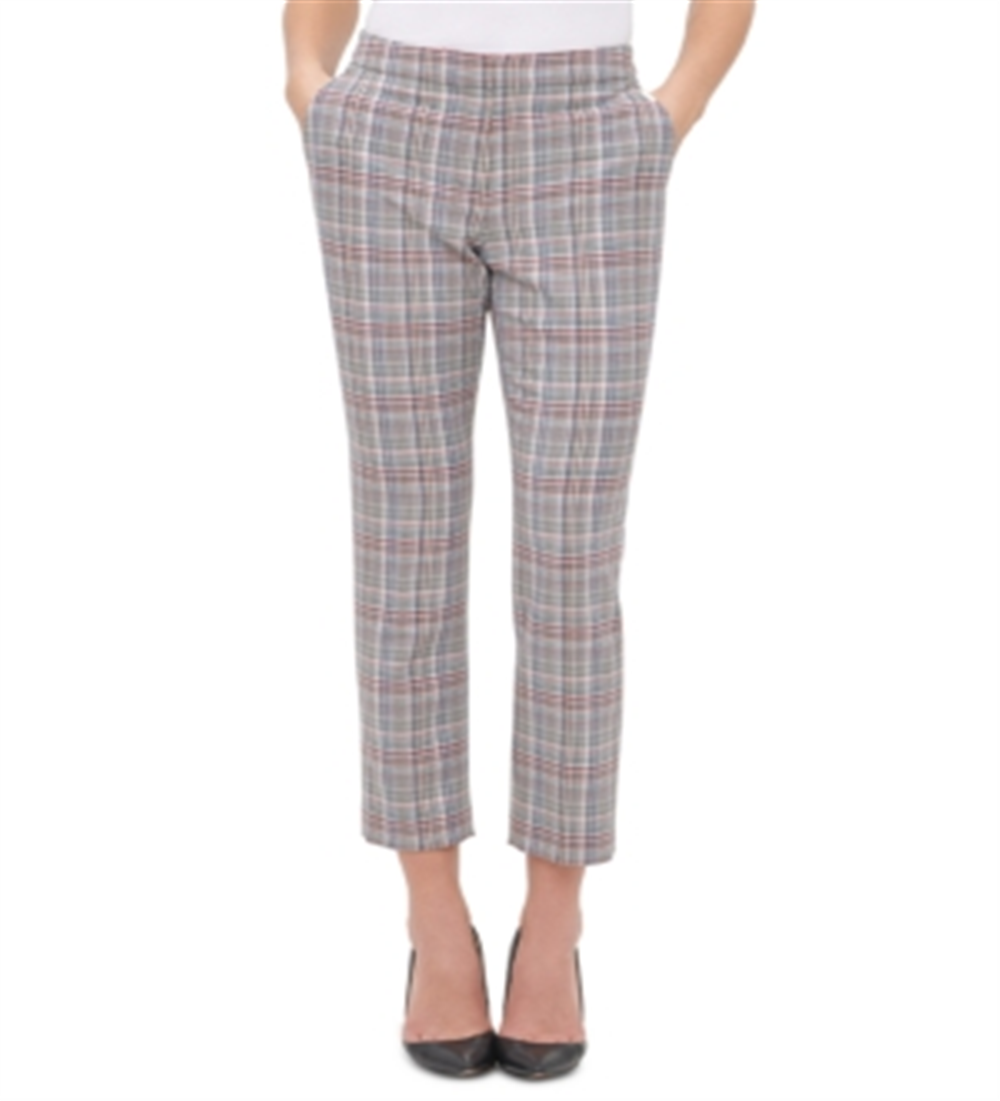 Tommy Hilfiger Women's Scarlet Glen Plaid Straight Leg Dress Pants Brown Size 14