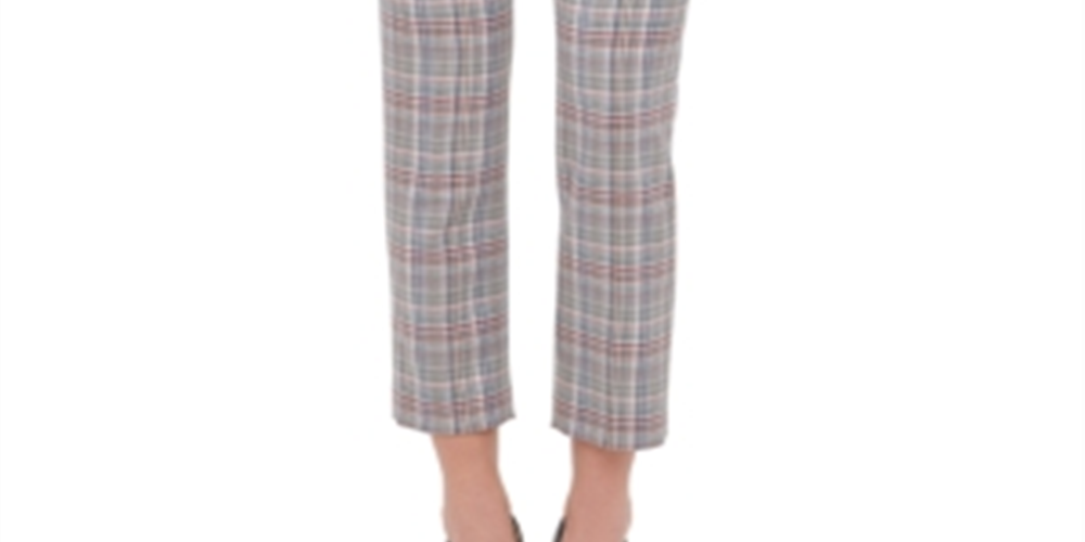 Tommy Hilfiger Women's Scarlet Glen Plaid Straight Leg Dress Pants Brown Size 14