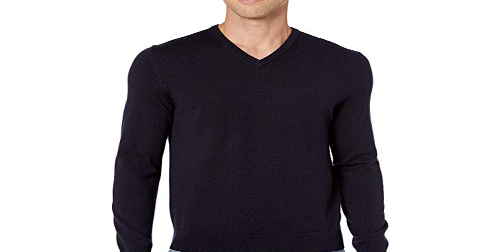 Calvin Klein Men's  Merino V-Neck Sweater Black Size Medium