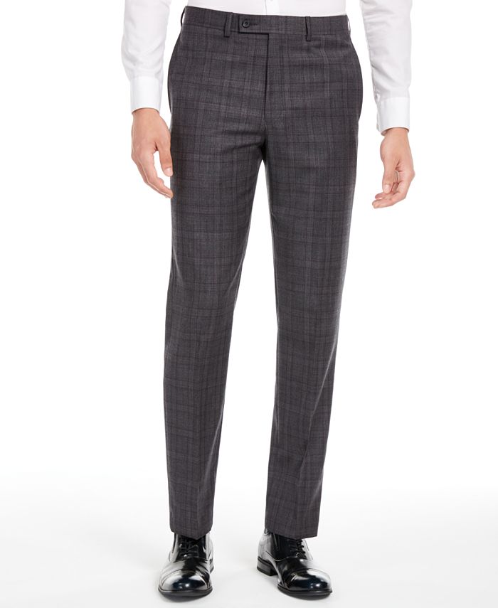 Calvin Klein Men's X Slim Fit Stretch Plaid Suit Separate Pants Gray Size 30X30