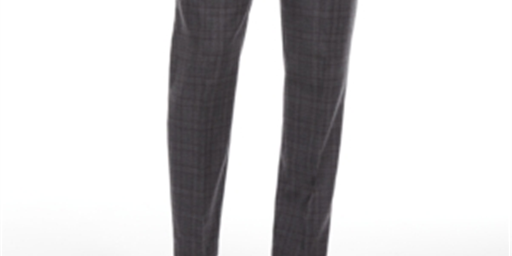 Calvin Klein Men's X Slim Fit Stretch Plaid Suit Separate Pants Gray Size 30X30