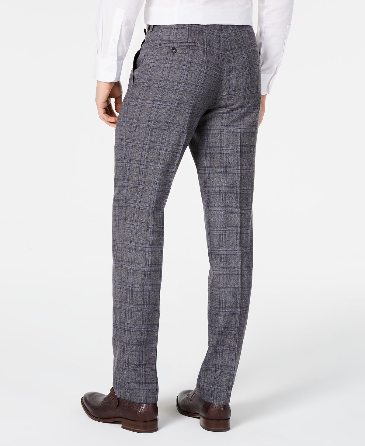 Michael Kors Men's Windowpane Plaid Classic Fit Pants Gray Size 36X34