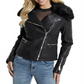 Guess Women's Faux Leather Faux Fur Motorcycle Jacket Black Size X-Large
