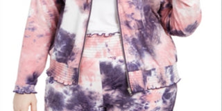 Planet Gold Women's Tie Dye Zip Front Jacket Pink Size 2X