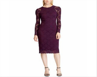 Ralph Lauren Women's Floral Lace Stretch Dress Purple Size 2