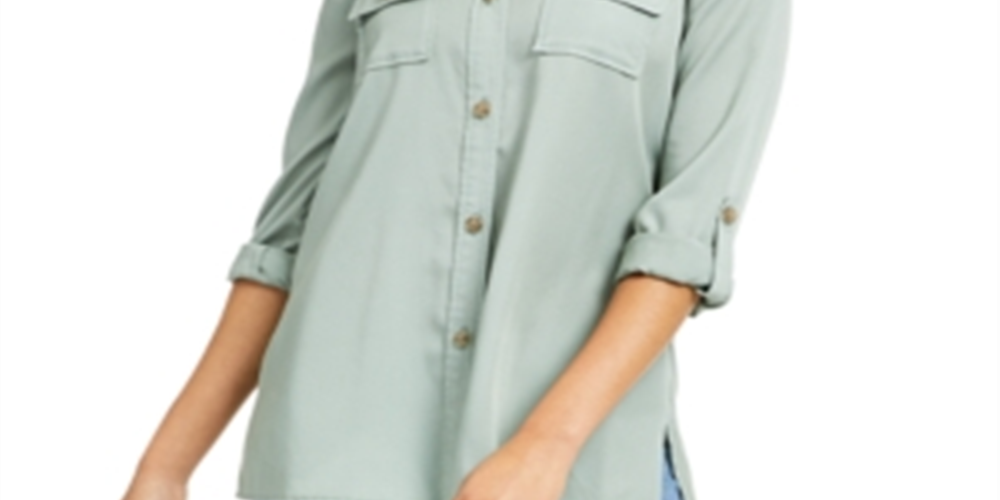 Charter Club Women's Utility Shirt Green Size Small
