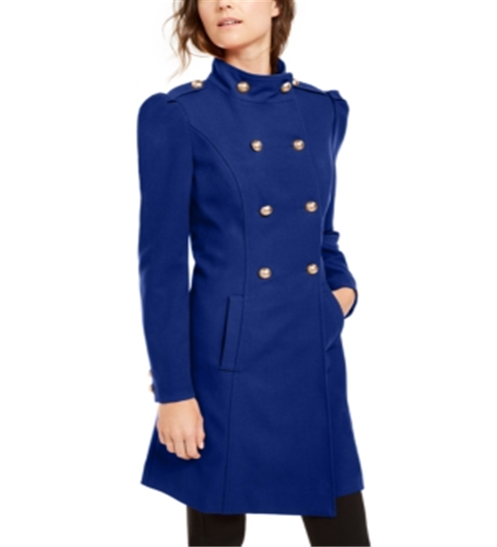 INC International Concepts Women's Double Breasted Coat Blue Size Medium