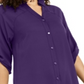 Alfani Women's Imperial Tunic Button up Shirt Dark Blue Size Large
