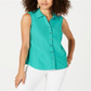 Charter Club Women's Turquoise Sleeveless Button up Top Blue Size 8 Petite