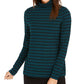 Charter Club Women's Striped Turtleneck Top Green Size X-Small