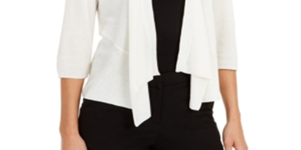 Alfani Women's Draped Open Front Cardigan Tan Size X-Large