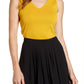 Anne Klein Women's Top Tank Double V-Neck Sleeveles Yellow Size Medium