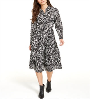 Alfani Women's Printed Fit & Flare Dress Black Size 8