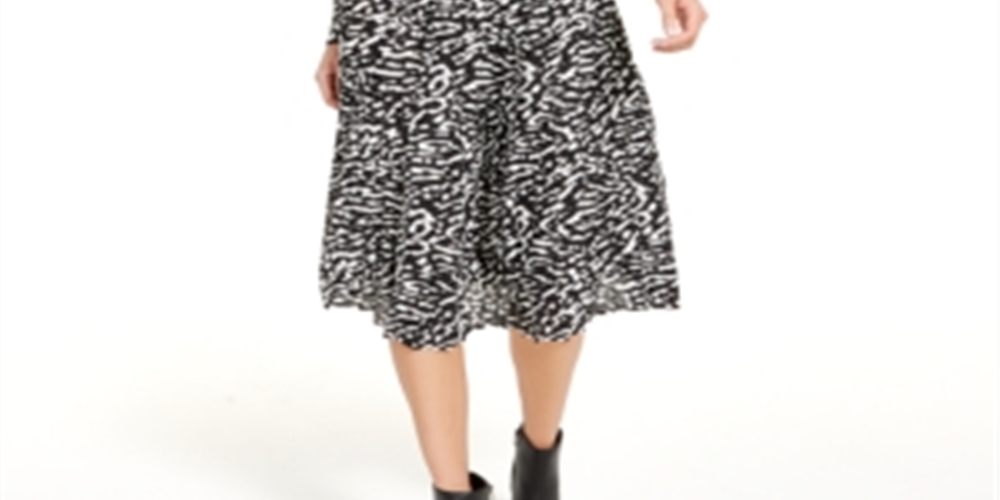 Alfani Women's Printed Fit & Flare Dress Black Size 8