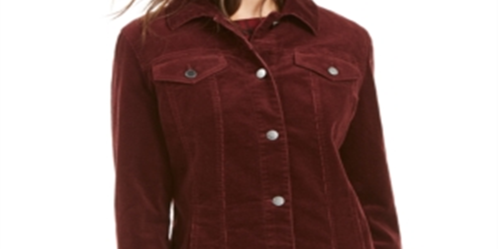 Charter Club Women's Corduroy Jacket Red Size Petite S/M