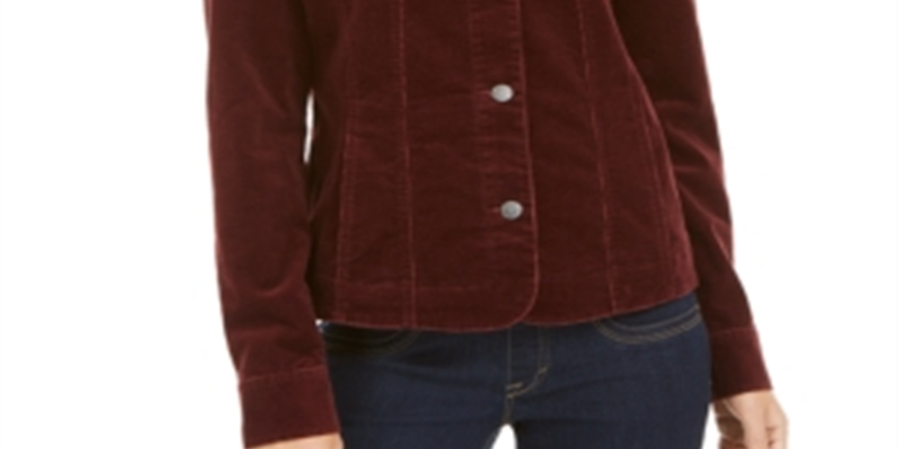 Charter Club Women's Corduroy Jacket Red Size Petite S/M