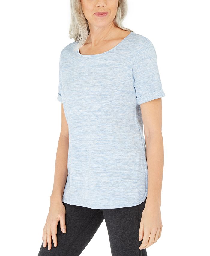 Karen Scott Women's Space Dyed Top -Blue Size Large